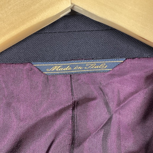Trussini Blazer Mens 54 Navy Blue Made in Italy Wool Lana Super 100s Coat Jacket - Picture 3 of 14